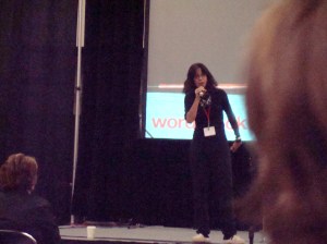 Sandra Tsing Loh holds court at Wordstock in Portland.