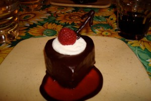 Mocha Brownie Torte with Raspberry Coulee