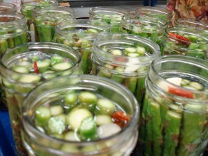 Pickles we low-pasteurize water-bath canned in class